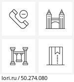 UI Set of 4 Basic Line Icons of mobile; park swing; less; landmark; book Vector Illustration. Стоковая иллюстрация, агентство Ingram Publishing / Фотобанк Лори