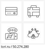 Set of 4 Line Icon Signs and Symbols of credit card; helpdesk; brief; education; support Vector Illustration. Стоковая иллюстрация, агентство Ingram Publishing / Фотобанк Лори