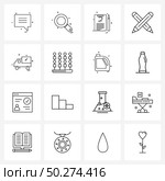 Pixel Perfect Set of 16 Vector Line Icons such as bus, learn, pencil, education, crayon Vector Illustration. Стоковая иллюстрация, агентство Ingram Publishing / Фотобанк Лори