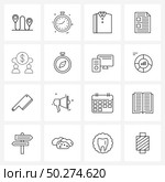 UI Set of 16 Basic Line Icons of lending, paper, t-shirt, file, document Vector Illustration. Стоковая иллюстрация, агентство Ingram Publishing / Фотобанк Лори