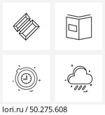 4 Universal Line Icon Pixel Perfect Symbols of geometry; timer; book; content; weather Vector Illustration. Стоковая иллюстрация, агентство Ingram Publishing / Фотобанк Лори