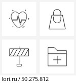 Pack of 4 Universal Line Icons for Web Applications heart; diversion; favorite; shopping; document Vector Illustration. Стоковая иллюстрация, агентство Ingram Publishing / Фотобанк Лори