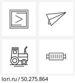 4 Interface Line Icon Set of modern symbols on previous, vehicle, paper plane, farm, bbq Vector Illustration. Стоковая иллюстрация, агентство Ingram Publishing / Фотобанк Лори