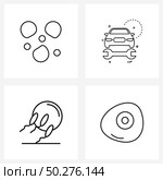 4 Universal Line Icons for Web and Mobile hail, spermatozoa, car, garage, egg Vector Illustration. Стоковая иллюстрация, агентство Ingram Publishing / Фотобанк Лори