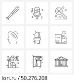 Set of 9 Universal Line Icons of wound aid, human head, wedding, head injury, toy Vector Illustration. Стоковая иллюстрация, агентство Ingram Publishing / Фотобанк Лори