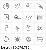 16 Universal Line Icons for Web and Mobile medicine, medical, medical, fever, temp Vector Illustration. Стоковая иллюстрация, агентство Ingram Publishing / Фотобанк Лори