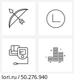 Simple Set of 4 Line Icons such as archery; health; arrow; down left; graph Vector Illustration. Стоковая иллюстрация, агентство Ingram Publishing / Фотобанк Лори