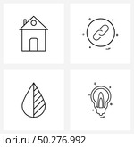 4 Universal Line Icons for Web and Mobile home; design; building; button; invert Vector Illustration. Стоковая иллюстрация, агентство Ingram Publishing / Фотобанк Лори