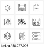 Simple Set of 9 Line Icons such as atom, business, transportation, internet, laptop Vector Illustration. Стоковая иллюстрация, агентство Ingram Publishing / Фотобанк Лори