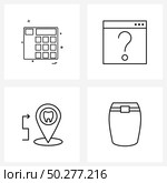 Modern Style Set of 4 line Pictograph Grid based calculator; gum; browser; lost; teeth Vector Illustration. Стоковая иллюстрация, агентство Ingram Publishing / Фотобанк Лори