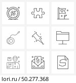 Mobile UI Line Icon Set of 9 Modern Pictograms of stationary, pin, love, yoyo, yo Vector Illustration. Стоковая иллюстрация, агентство Ingram Publishing / Фотобанк Лори