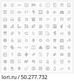Modern Vector Line Illustration of 100 Simple Line Icons of arrow down, photo, iMac, gallery, tickets Vector Illustration. Стоковая иллюстрация, агентство Ingram Publishing / Фотобанк Лори
