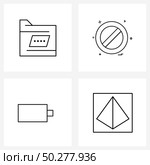 Mobile UI Line Icon Set of 4 Modern Pictograms of default; low; ux; not; file Vector Illustration. Стоковая иллюстрация, агентство Ingram Publishing / Фотобанк Лори