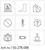 Set of 9 Simple Line Icons of medicine, disable, human organ, remove, label Vector Illustration. Стоковая иллюстрация, агентство Ingram Publishing / Фотобанк Лори