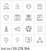 Set of 16 Simple Line Icons of security, food, love, drink, Vector Illustration. Стоковая иллюстрация, агентство Ingram Publishing / Фотобанк Лори