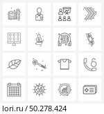 Modern Vector Line Illustration of 16 Simple Line Icons of application, media, marketing, previous, arrow Vector Illustration. Стоковая иллюстрация, агентство Ingram Publishing / Фотобанк Лори