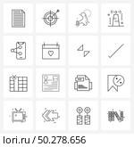 Set of 16 Line Icon Signs and Symbols of rating, social media, ecology, mobile, miscellaneous Vector Illustration. Стоковая иллюстрация, агентство Ingram Publishing / Фотобанк Лори