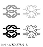 Two nautical knots Ropes Wire with loop Twisted marine cord icon outline set black grey color vector illustration flat style simple image. Two nautical knots Ropes Wire with loop Twisted marine cord icon outline set black grey color vector illustration flat style image. Стоковая иллюстрация, агентство Ingram Publishing / Фотобанк Лори