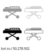 Medical bed Couch patient Hospital gurney intensive care icon outline set black grey color vector illustration flat style simple image. Medical bed Couch patient Hospital gurney intensive care icon outline set black grey color vector illustration flat style image. Стоковая иллюстрация, агентство Ingram Publishing / Фотобанк Лори