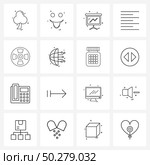 Line Icon Set of 16 Modern Symbols of radiation, danger, graph, text, left Vector Illustration. Стоковая иллюстрация, агентство Ingram Publishing / Фотобанк Лори