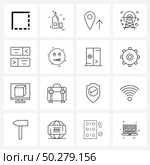 Simple Set of 16 Line Icons such as slide show, slider, map, carousel, signal Vector Illustration. Стоковая иллюстрация, агентство Ingram Publishing / Фотобанк Лори