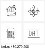 Line Icon Set of 4 Modern Symbols of school bus, games, travelling, zoom out, board game Vector Illustration. Стоковая иллюстрация, агентство Ingram Publishing / Фотобанк Лори