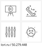 Pack of 4 Universal Line Icons for Web Applications board, equalizer, chart, phone, music preferences Vector Illustration. Стоковая иллюстрация, агентство Ingram Publishing / Фотобанк Лори