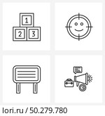 Modern Vector Line Illustration of 4 Simple Line Icons of media; user; reward; headshot; speaker Vector Illustration. Стоковая иллюстрация, агентство Ingram Publishing / Фотобанк Лори