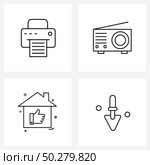 Modern Vector Line Illustration of 4 Simple Line Icons of compositor, like, printing machine, panel, favorite Vector Illustration. Стоковая иллюстрация, агентство Ingram Publishing / Фотобанк Лори