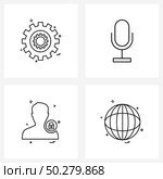 4 Universal Icons Pixel Perfect Symbols of settings, avatar, preferences, microphone, avatar Vector Illustration. Стоковая иллюстрация, агентство Ingram Publishing / Фотобанк Лори