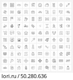 Modern Vector Line Illustration of 100 Simple Line Icons of cancel, fast, house, delivery, bird Vector Illustration. Стоковая иллюстрация, агентство Ingram Publishing / Фотобанк Лори