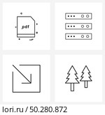 Set of 4 Line Icon Signs and Symbols of document, arrow, text, database, screen minimize sign Vector Illustration. Стоковая иллюстрация, агентство Ingram Publishing / Фотобанк Лори