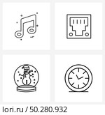 Universal Symbols of 4 Modern Line Icons of sound, globe, audio, raj, event Vector Illustration. Стоковая иллюстрация, агентство Ingram Publishing / Фотобанк Лори