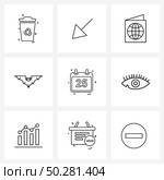 Modern Style Set of 9 line Pictograph Grid based Christmas, Dec, holiday, calendar, Halloween Vector Illustration. Стоковая иллюстрация, агентство Ingram Publishing / Фотобанк Лори