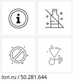 Pixel Perfect Set of 4 Vector Line Icons such as info, cancel, drinks, not, medicine Vector Illustration. Стоковая иллюстрация, агентство Ingram Publishing / Фотобанк Лори