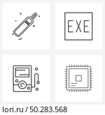 Isolated Symbols Set of 4 Simple Line Icons of bat, programming, cricket bat, executable, iPod Vector Illustration. Стоковая иллюстрация, агентство Ingram Publishing / Фотобанк Лори