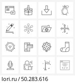Modern Vector Line Illustration of 16 Simple Line Icons of pencil, perfumed, save, perfume, cosmetic Vector Illustration. Стоковая иллюстрация, агентство Ingram Publishing / Фотобанк Лори