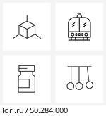 Modern Vector Line Illustration of 4 Simple Line Icons of dimensional, cosmetic, ambulance, health, pendulum Vector Illustration. Стоковая иллюстрация, агентство Ingram Publishing / Фотобанк Лори