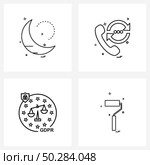 Set of 4 Line Icon Signs and Symbols of moon night, labour, call, Libra, paint roller Vector Illustration. Стоковая иллюстрация, агентство Ingram Publishing / Фотобанк Лори