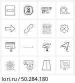 UI Set of 16 Basic Line Icons of attachment, direction, Halloween, arrow, meter Vector Illustration. Стоковая иллюстрация, агентство Ingram Publishing / Фотобанк Лори