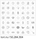 Set of 49 Universal Line Icons of text, message, t shirt, cyber Monday, hot Vector Illustration. Стоковая иллюстрация, агентство Ingram Publishing / Фотобанк Лори