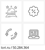 UI Set of 4 Basic Line Icons of Pamela, repeat, fashion, percent, circle Vector Illustration. Стоковая иллюстрация, агентство Ingram Publishing / Фотобанк Лори
