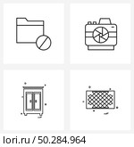 4 Universal Icons Pixel Perfect Symbols of folder, cupboard, disable, camera shutter, carpet Vector Illustration. Стоковая иллюстрация, агентство Ingram Publishing / Фотобанк Лори