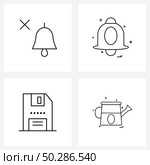 Modern Vector Line Illustration of 4 Simple Line Icons of alarm, computer, cross, notice, floppy Vector Illustration. Стоковая иллюстрация, агентство Ingram Publishing / Фотобанк Лори
