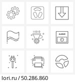 Set of 9 Universal Line Icons of seo, filter, weight scale, sports flag, flag Vector Illustration. Стоковая иллюстрация, агентство Ingram Publishing / Фотобанк Лори
