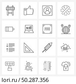 Set of 16 Modern Line Icons of medium, battery, man, star of life, medical star Vector Illustration. Стоковая иллюстрация, агентство Ingram Publishing / Фотобанк Лори