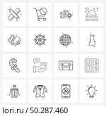 Set of 16 Simple Line Icons of blood pressure, medical, slash, weather, sun Vector Illustration. Стоковая иллюстрация, агентство Ingram Publishing / Фотобанк Лори