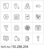 Modern Vector Line Illustration of 16 Simple Line Icons of button, cloud, gps, business, money Vector Illustration. Стоковая иллюстрация, агентство Ingram Publishing / Фотобанк Лори