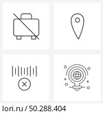 UI Set of 4 Basic Line Icons of bag, failure, disable, pin, identification Vector Illustration. Стоковая иллюстрация, агентство Ingram Publishing / Фотобанк Лори