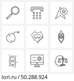 Stock Vector Icon Set of 9 Line Symbols for valentine, heart, computer, blast, bomb Vector Illustration. Стоковая иллюстрация, агентство Ingram Publishing / Фотобанк Лори